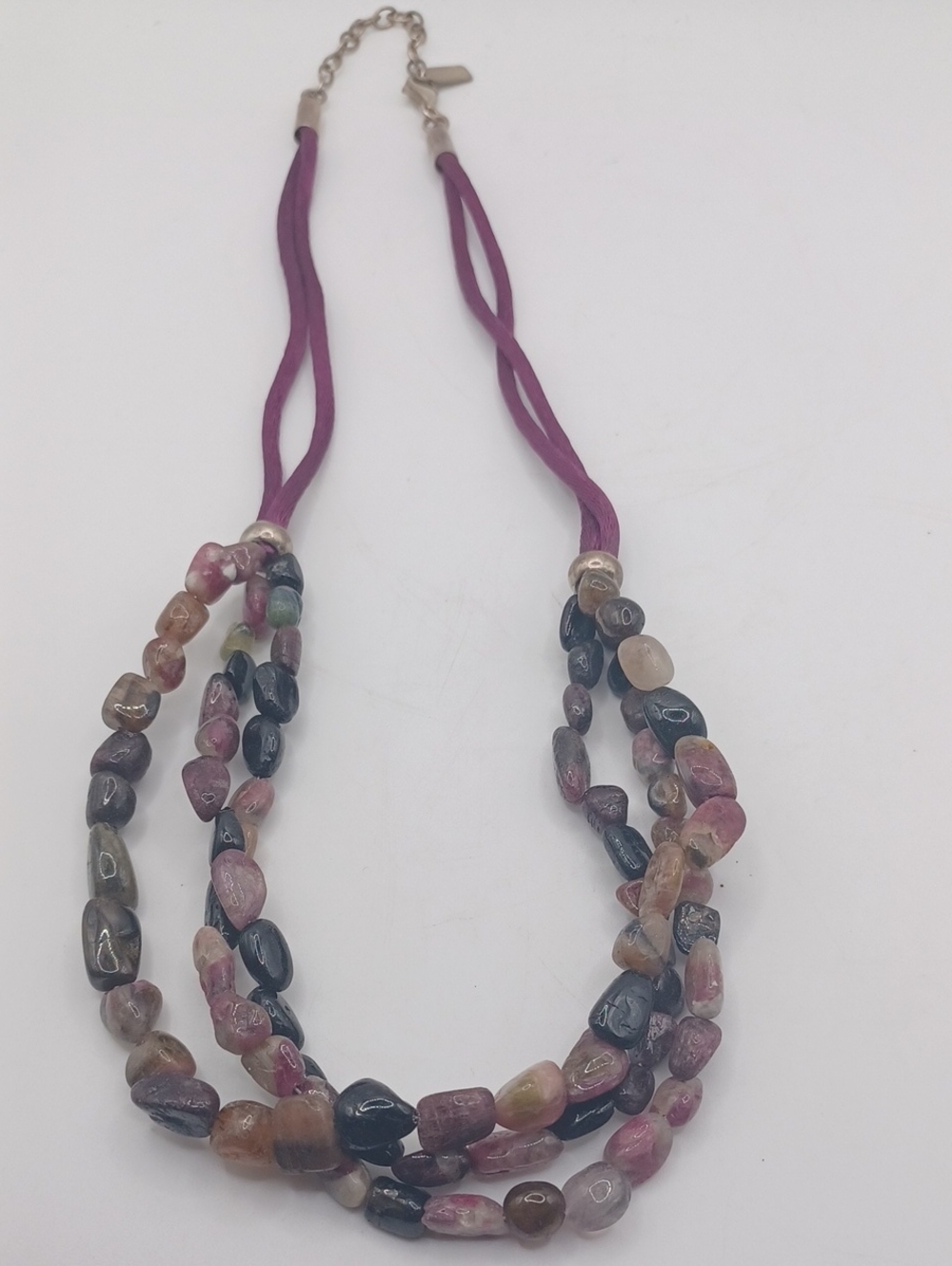 Peyote Bird 925 Multistrand Stone and Satin Cord Necklace